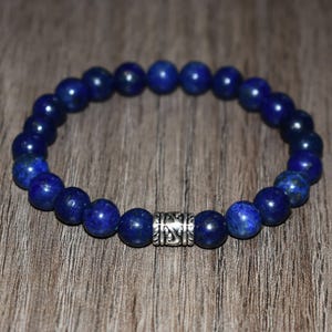 8mm Lapis Lazuli Beaded Bracelet, Unisex Crystal Gift