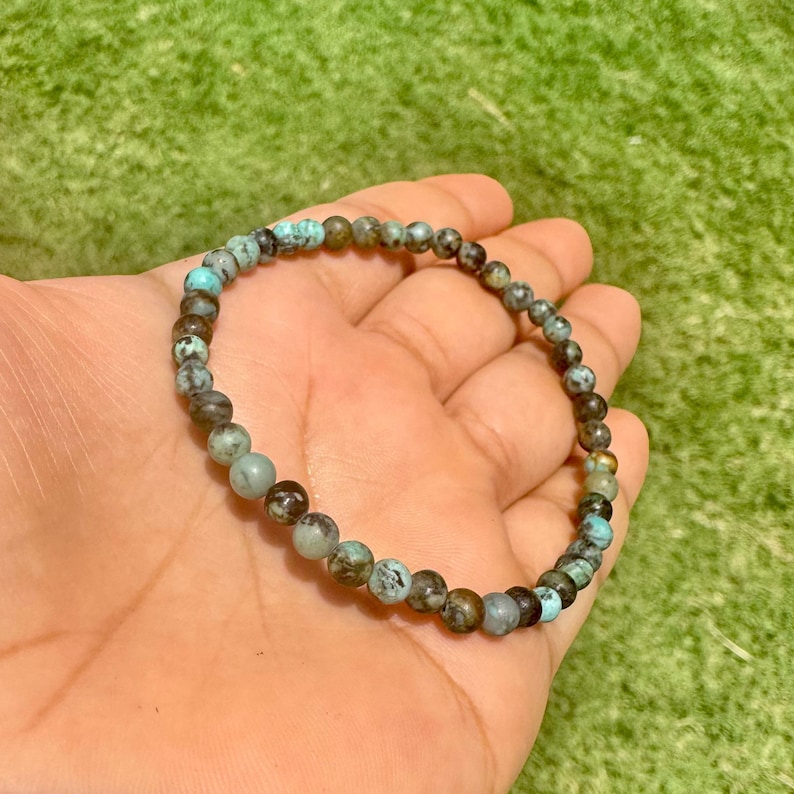 4mm African Turquoise Jasper Bracelet, Personal Growth Gemstone Jewelry, Dainty Beaded Gift Men Women image 16