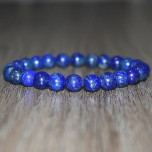 8mm Lapis Lazuli Beaded Bracelet, Natural Crystal Gemstone