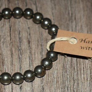 Natural Pyrite Gemstone Bracelet, Custom Wrist Size image 4