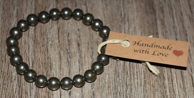 Natural Pyrite Gemstone Bracelet, Custom Wrist Size image 4