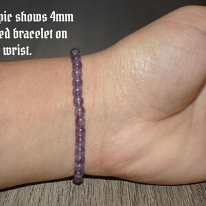 4mm Amethyst Beaded Bracelet, Natural Crystal Jewelry image 2