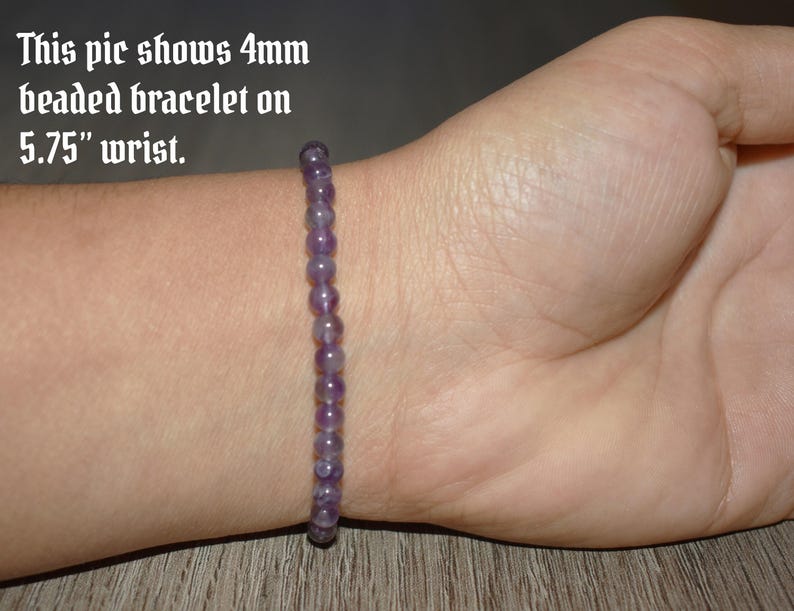 4mm Amethyst Beaded Bracelet, Natural Crystal Jewelry image 2