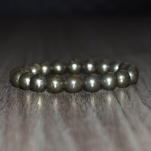 10mm Pyrite Bracelet, Natural Crystal Gemstone, Unisex Yoga Gift image 11