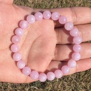Rose Quartz Beaded Bracelet – Custom Wrist Gemstone Jewelry for Women, Stacking Yoga Gift