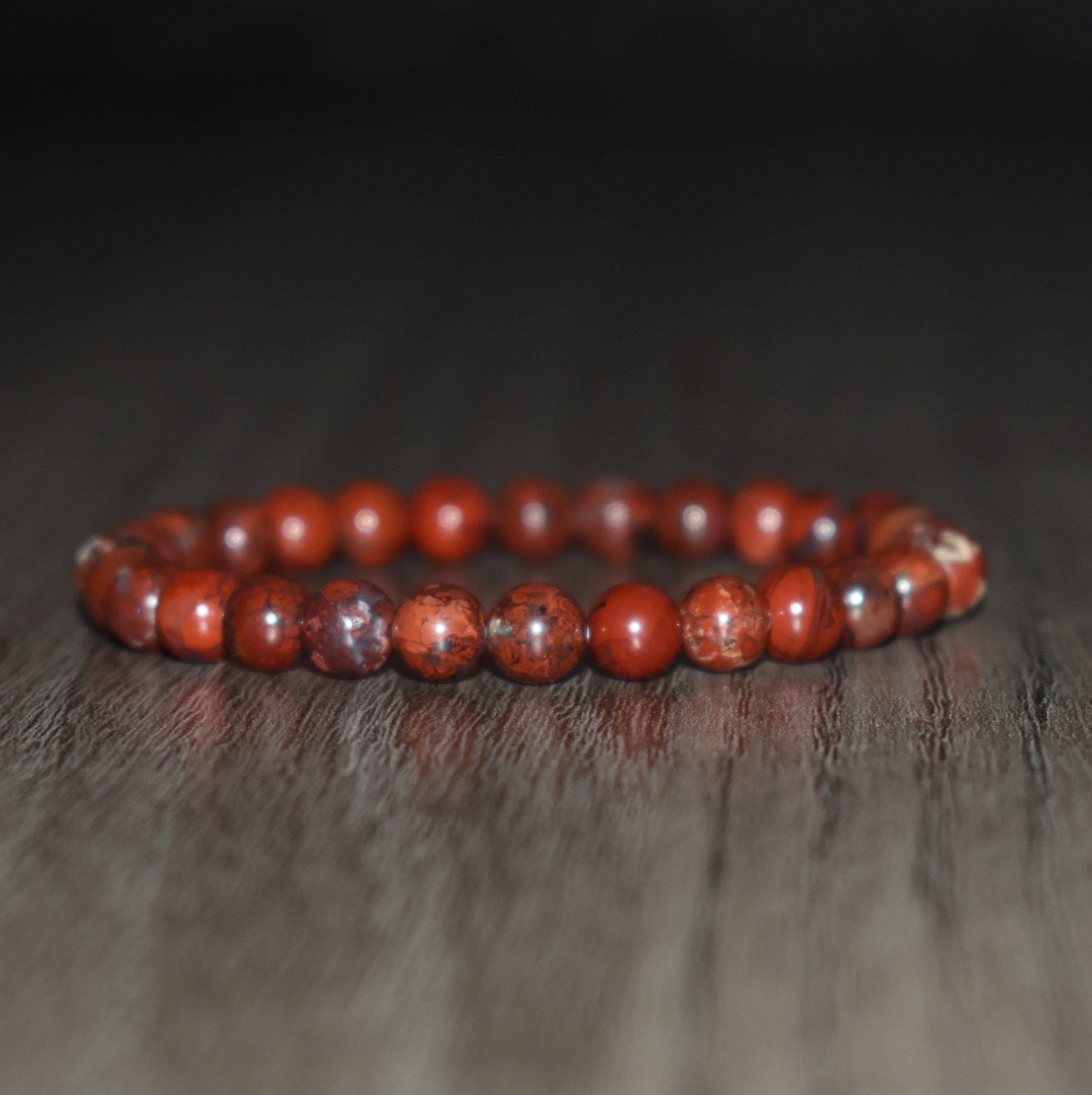 6mm Red Jasper Bracelet, Brecciated Jasper Jewelry, Root Chakra Bracelet, Natural Crystal Bracelet for Men Women, Yoga Bracelet