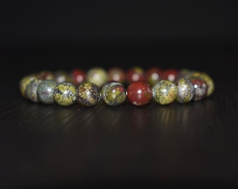 Dragon Bloodstone Bracelet, Natural Crystal Yoga Jewelry