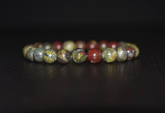 Dragon Bloodstone Bracelet, Natural Crystal Yoga Jewelry