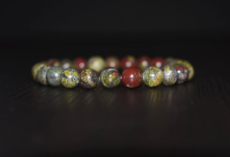 Dragon Bloodstone Bracelet, Natural Crystal Yoga Jewelry image 1