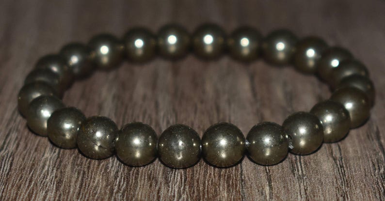 Natural Pyrite Gemstone Bracelet, Custom Wrist Size image 3