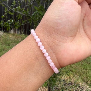 Rose Quartz Bracelet, 4mm Rose Quartz Jewelry, Heal Crystal Bracelet, Healing Beaded Bracelet, Protection Bead Bracelet, Heal Bracelet image 8