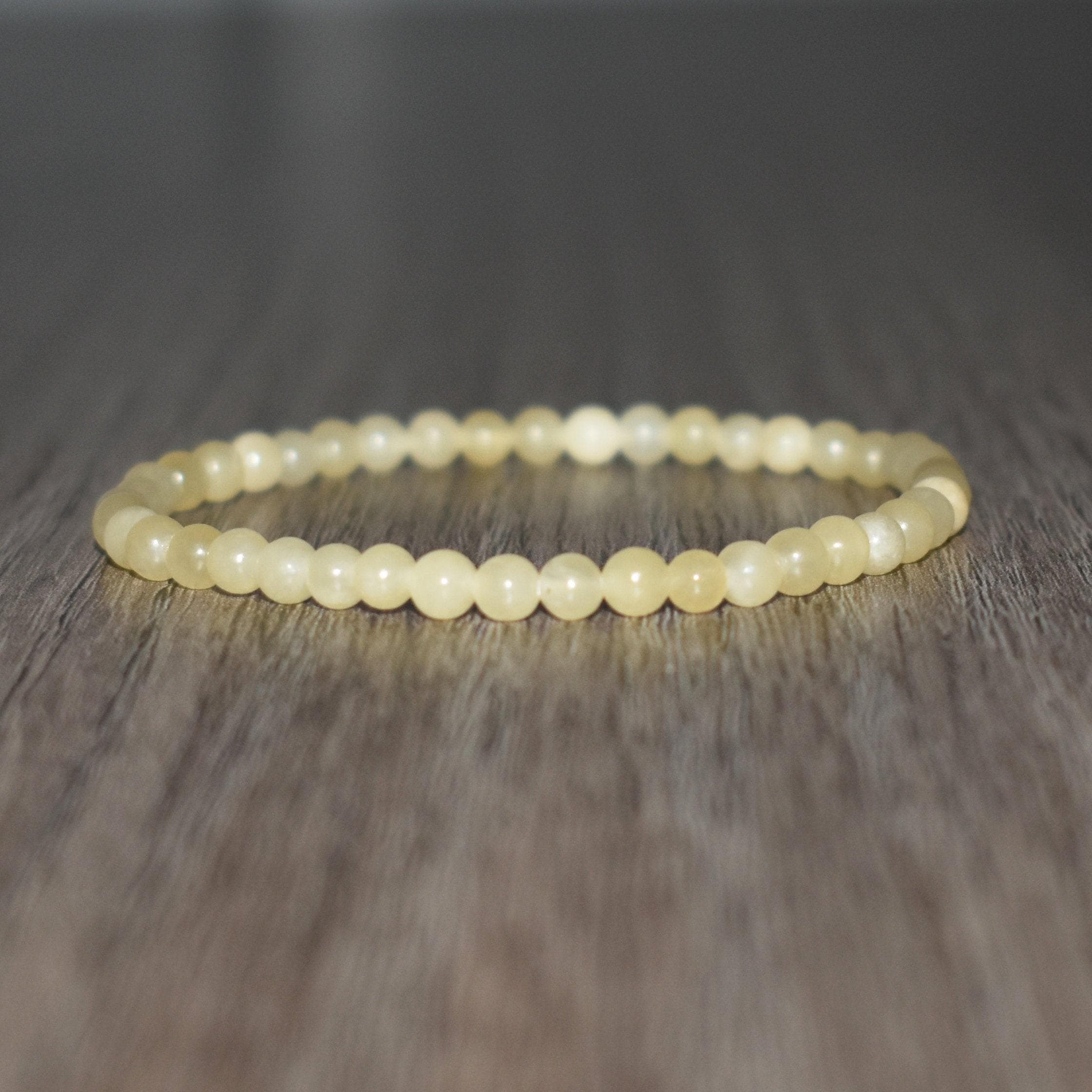 4mm Yellow Jasper Bracelet • Dainty Gemstone Beads • Confidence