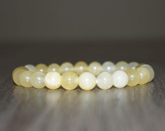 Yellow Jasper Bracelet, Natural Stone Elastic Bracelet