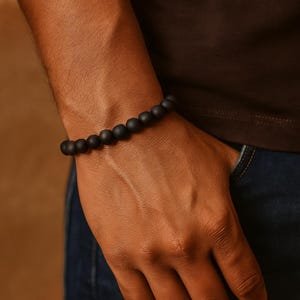Matte Black Onyx Bracelet - Bold, Grounding Beaded Gemstone Bracelet for Him image 8