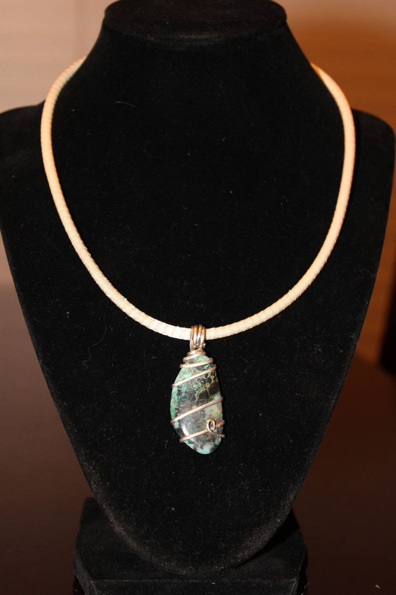 Turquoise wire wrapped pendant image 6