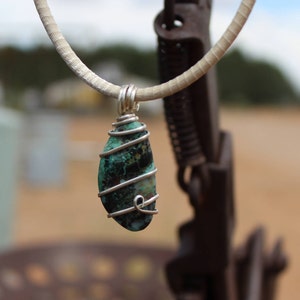 Turquoise wire wrapped pendant image 1