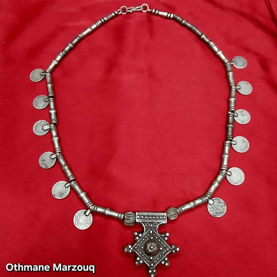 Silver Tuareg Necklace Vintage Saharan Southern Morocco Boghdad Old Coins