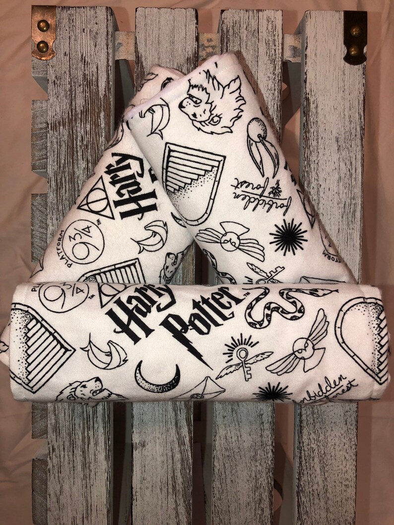 Harry Potter Baby Burp Cloths Set Of Three Etsy
