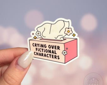 Crying Over Fictional Characters Sticker: Matte Bookish Kindle Sticker