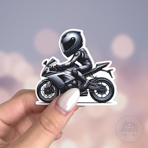 Motorcycle Rider Sticker: Durable Matte Vinyl Decal
