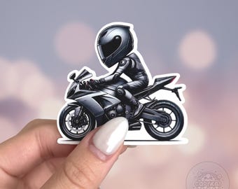Motorcycle Rider Sticker: Durable Matte Vinyl Decal