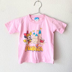KIDS 1980s Vintage Single Sitch Pink Disney Florida Minnie Mouse Tee Shirt - Girls Size Small
