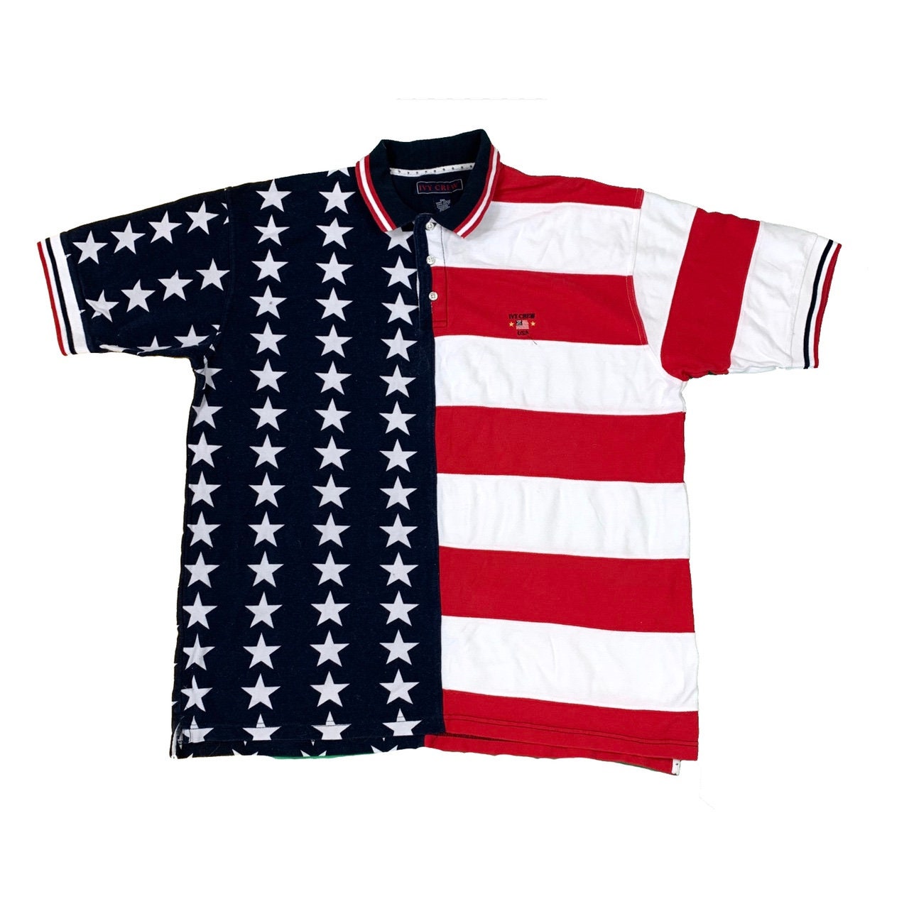 Vintage USA Red White Blue Striped Ivy Crew American Flag Polo Shirt Men s Size XXL Etsy Canada