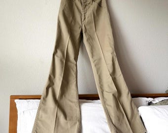 70s Vintage Wrangler Wrapid Transit Flared Khaki Pants - Very Rare-Women's 26 inch waist