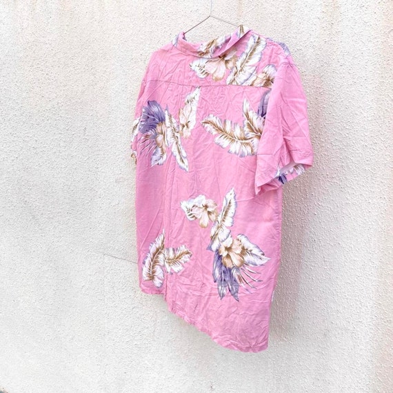 STUSSY Pink Floral Hawaiian Button Shirt Men's Si… - image 3