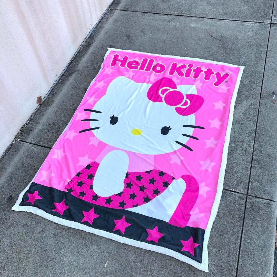 Hello Kitty Vintage Y2k Pink Fleece Throw Blanket Etsy