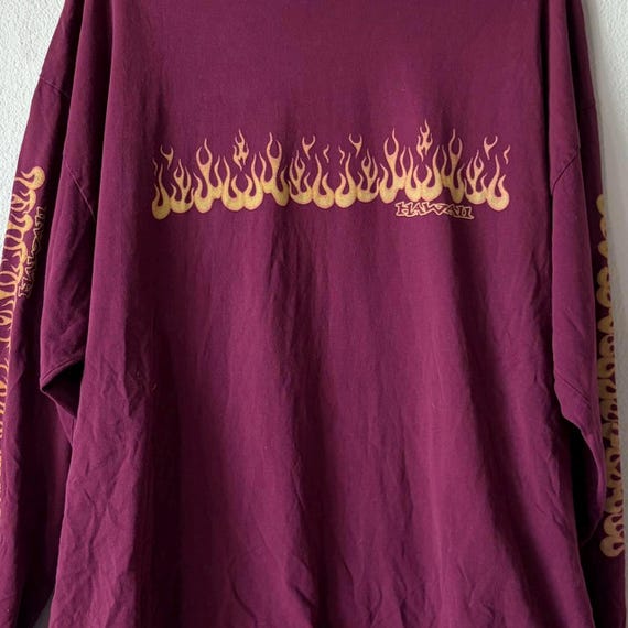 Made in USA Vintage Hawaii Flames Print Long Slee… - image 3