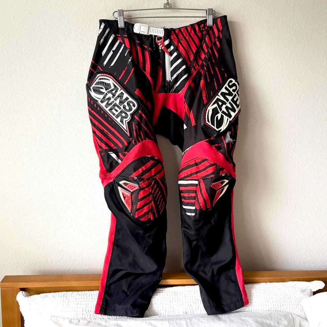 ANSWER Y2k 2000s BMX Racing Pants Red and Black - Men's 32 by 28 ...