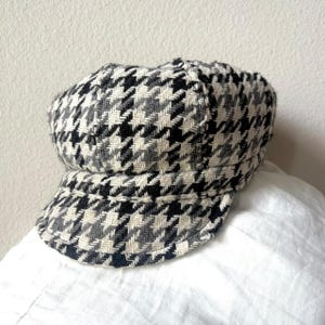 Sonoma Black + White Houndstooth Cap Women's S/M y2k 2000s Hat