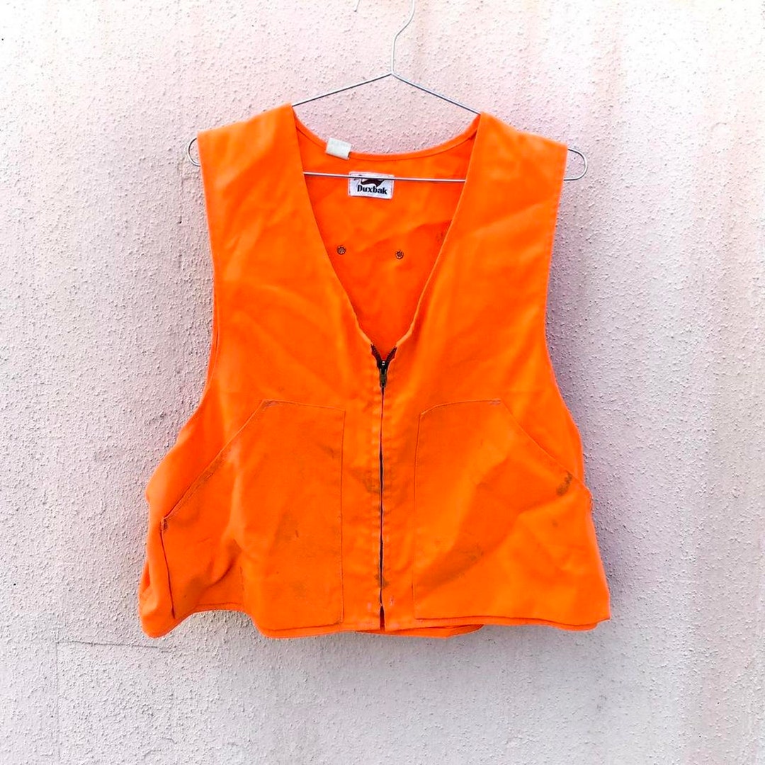 Duxbak Brand True Vintage 70s 80s Neon Orange Vest Jacket Men's Medium