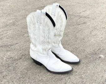 Bottes de cow-girl en cuir blanches Tony Lama pour femmes, pointure 6