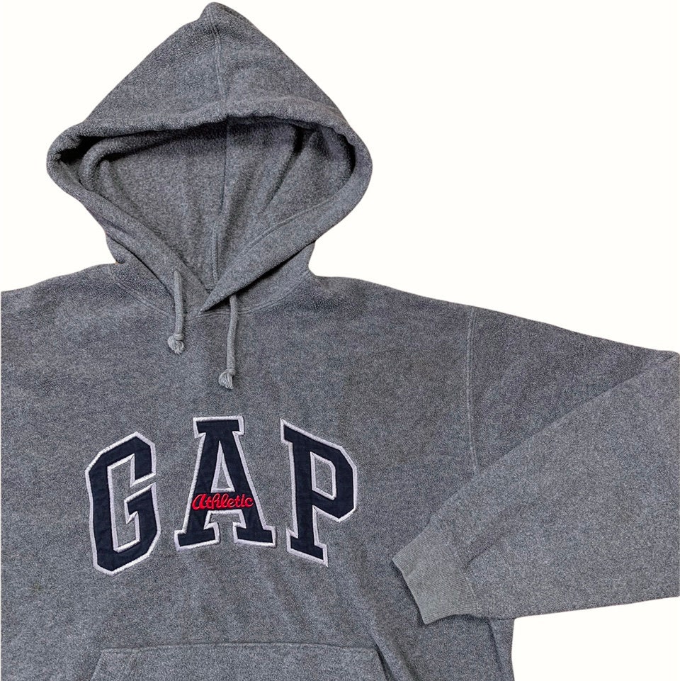 GAP Vintage Gray Embroidered Fleece Hoodie Sweatshirt Etsy
