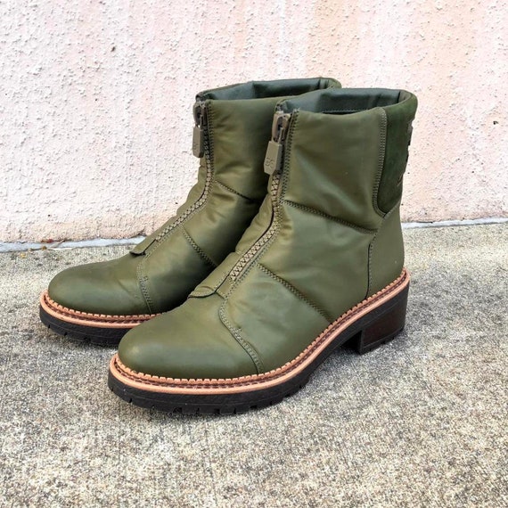 Sam Edelman Army Green Chunky Heel Utility Boots … - image 1