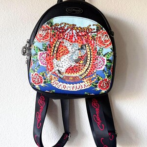 Ed Hardy Multicolor Rose & Horse Graphic Backpack Pre-owned Christian Audigier X Ed Hardy Streetwear New Ed  main image 2