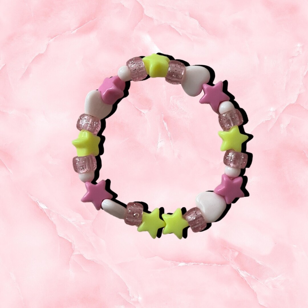 Dreamy Pink Personalized Beaded Bracelet Dreamcore Jewelry - Etsy