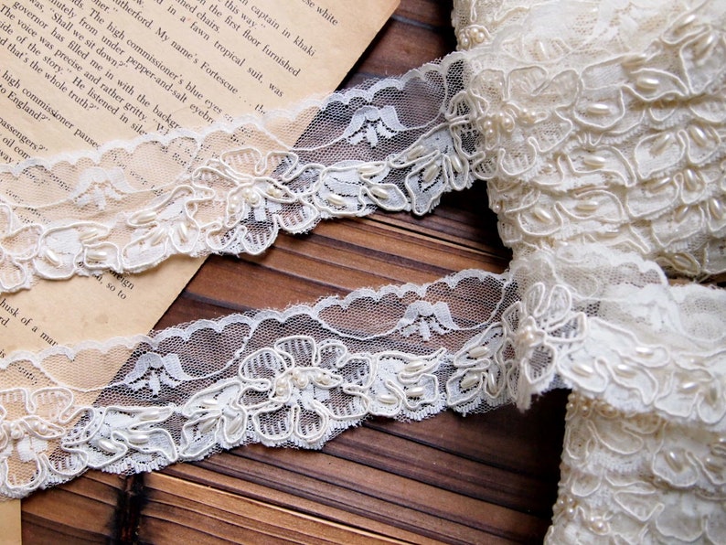 Dentelle galon applique★Guipure petit fleur Gris★Au metre Bricolage DYI