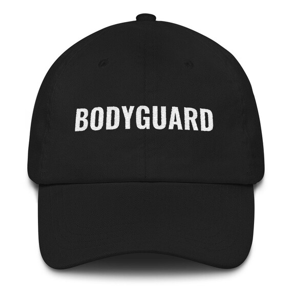 SECURITY Novelty Black Hat White Embroidered Snapback with Adjustable Strap
