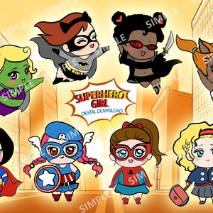 Girl Superhero Clipart, Superheroes girl Kids Clipart, Superheroes Clipart, Super Hero Clipart, Superhero Boys,Cute superhero | PEGS_01M