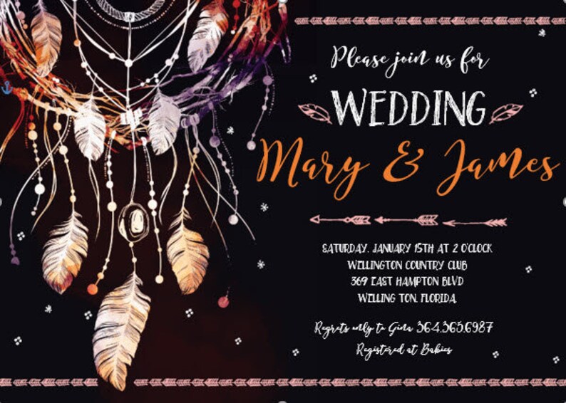 beautiful wedding invitation boho flower Instant download vintage flower Wedding invitation WEWODR/_4 Word editable Dream catcher