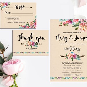 beautiful wedding invitation boho flower Instant download vintage flower Wedding invitation WEWODR/_4 Word editable Dream catcher