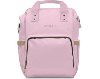 Kofoed & CO Baby Pink Diaper Backpack, Multifunctional Nappy Bag