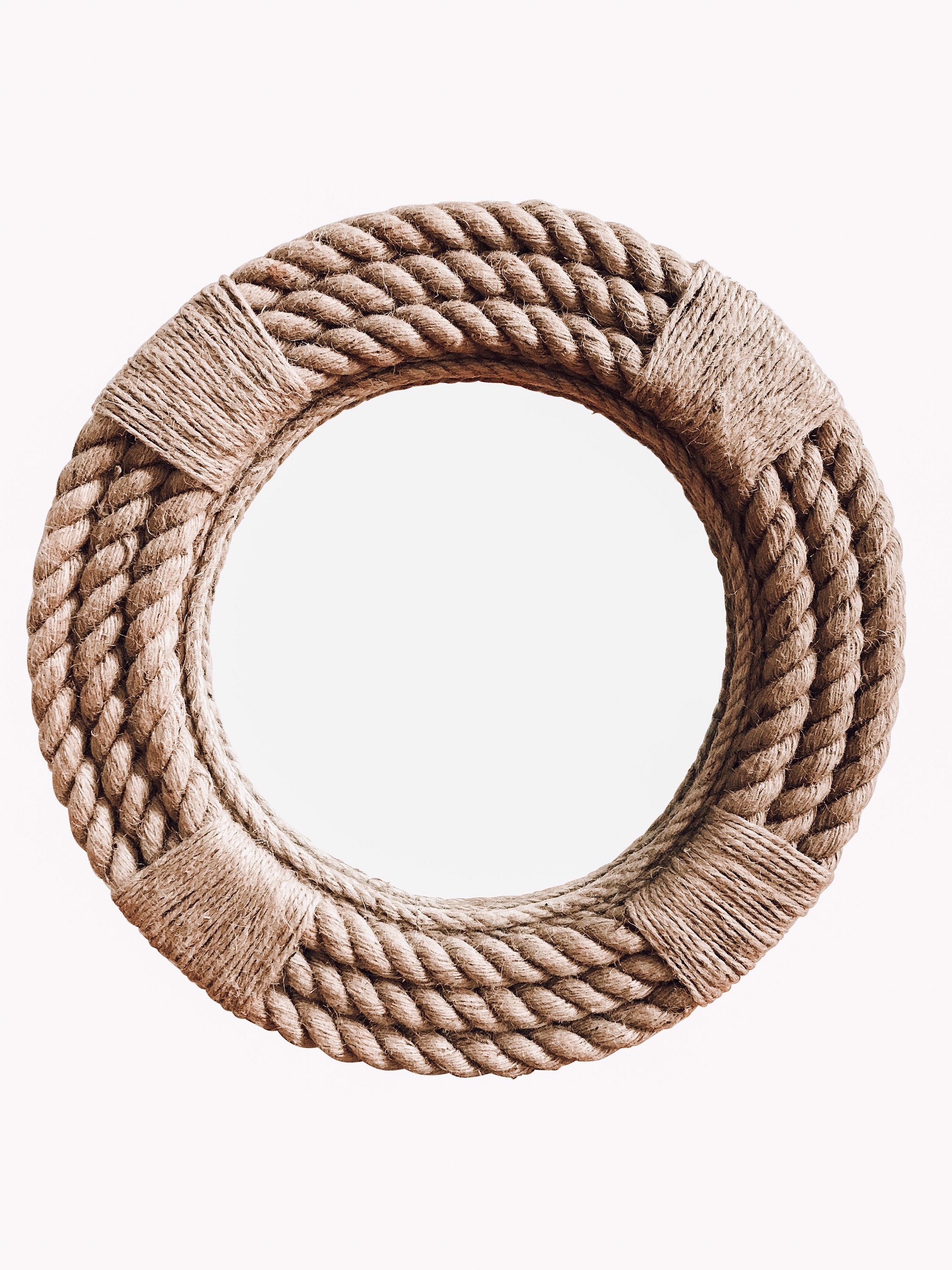 Rope Wrapped Round Mirror | Nautical Coastal Wall Decor (16 Inch) - Etsy