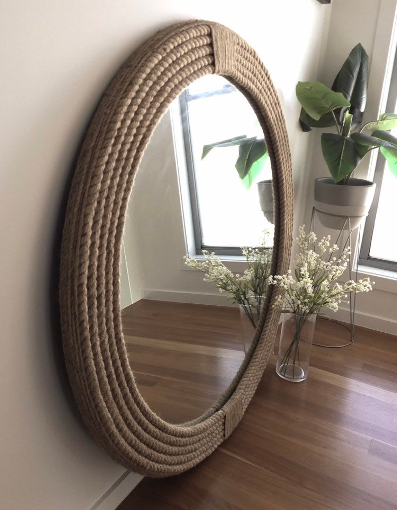Extra Large Rope Mirror | Nautical Coastal Wall Decor (90cm) - Etsy
