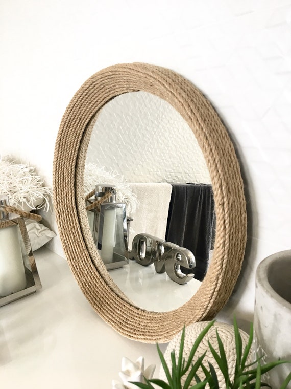 Medium 50cm Nautical Hampton Elegant Round Rope Mirror Twisted Medium 50cm Nautical Hampton Elegant