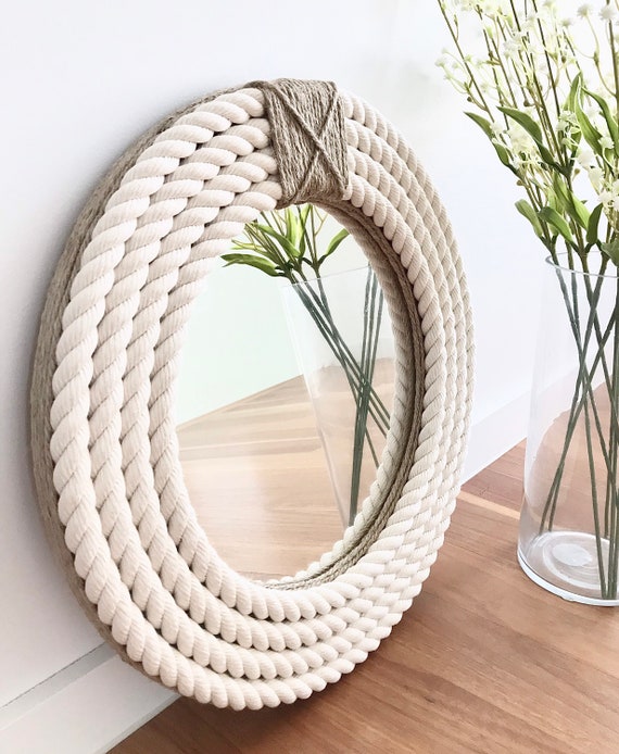 SMALL 41cm / 16inch Nautical Hampton Coastal Round Rope Mirror