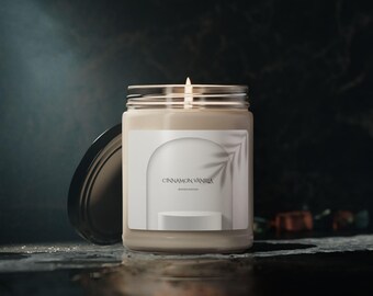 Sojakerze, beruhigender Zimt-Vanille-Duft, entspannende Aromatherapie-Kerze für Home Spa, handgegossene Kerze, Geschenk für sie, minimalistisches Dekor